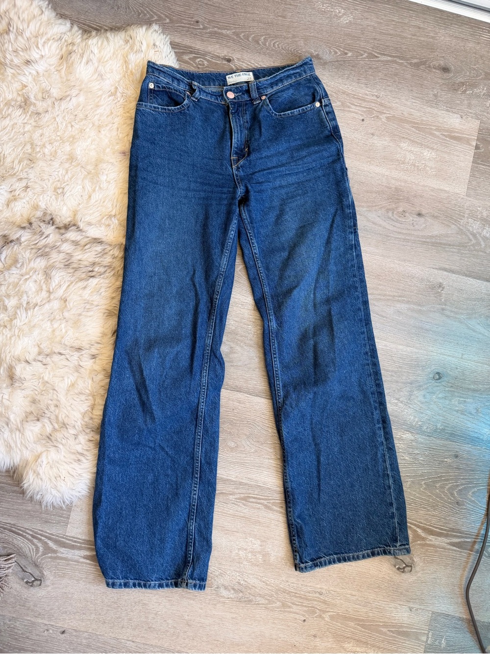 Free People Classic Dark Wash Straight Leg Jeans
